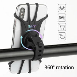 1 unidad 360 ° Soporte giratorio de silicona para teléfono de bicicleta, soporte universal para teléfono en el manillar para bicicletas, motocicletas y carritos de compras