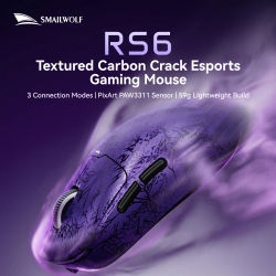 SMAILWOLF RS6 Ratón para Juegos Bluetooth PAW3311 2.4G Inalámbrico, Recargable, Ligero, Ergonómico