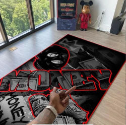 Alfombra Vintage con diseño de dólar, área bohemia gótica, sala de estar, sofá, dormitorio, decoración rústica, alfombras negras, alfombra Retro, decoración del hogar