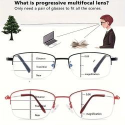 Gafas de lectura progresivas multifocales de titanio puro para hombres y mujeres, gafas de ajuste automático antiluz azul de uso cercano y doble