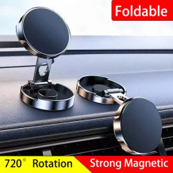 Soporte magnético fuerte para teléfono móvil 720 ° Soporte redondo plegable para coche, soporte para teléfonos universales, soportes de montaje en coche