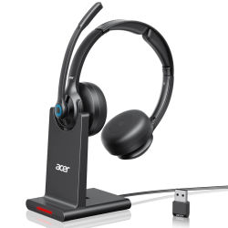 Auriculares Inalámbricos Acer HB02 con Micrófono para Trabajo, 2.4G Bluetooth 5.3, Modo Dual, Dongle USB para PC, Auriculares para Call Center