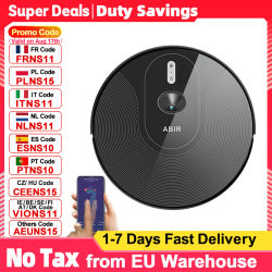 Robot aspirador ABIR X6PRO con sistema de ojo inteligente, succión 6000pa, software virtual wall, limpieza de áreas, desinfección por limpieza húmeda, tarjeta de memoria, compatible con Alexa, Google