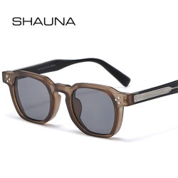 SHAUNA, nuevas gafas de sol cuadradas poligonales para mujer, gafas de sol a la moda en azul y morado, UV400, remaches retro, gafas de sol de tendencia para hombre