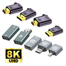 Adaptador DP a miniDP mini DP1.4 a DP adaptador de vídeo bidireccional macho a hembra 8K DisplayPort 1,4 para Monitor de proyector de ordenador portátil