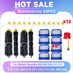 Compatible con iRobot Roomba Serie 600 605 614 620 660 630 631 650 651 655 660 671 680 691 692 694 697 698 585 595 Piezas de Repuesto Accesorios Cepillo Principal Lateral Filtro HEPA