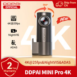 DDPAI MINI Pro 4K Cámara de Coche Delantera DVR con WDR, Supercondensador, ADAS, Visión Nocturna, Monitor de Estacionamiento y Grabador de Video