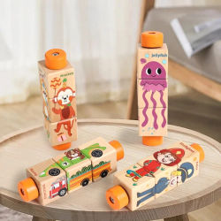 Rompecabezas giratorio de madera para bebé, juguete con campana de mano, sonajero Musical móvil para bebé, juego de rompecabezas Montessori para bebés, regalo para bebé