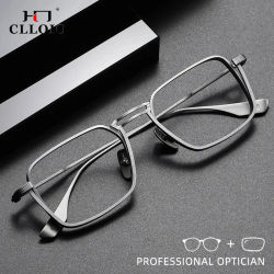CLLOIO, gafas de lectura para hombre con bloqueo de luz azul de titanio puro, monturas de gafas para miopía hechas a mano, gafas fotocromáticas graduadas
