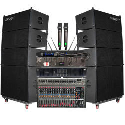 Precio de fábrica, subwoofer de graves doble personalizado de 8 pulgadas, sistema de sonido de concierto al aire libre para puesta en escena, altavoces line array pasivos