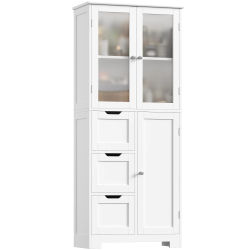 Armario de baño, mueble de baño alto con 3 cajones