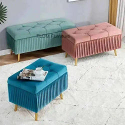 Taburete moderno de terciopelo para entrada de dormitorio, zapato final para otomanos, cama de diseño, almacenamiento para cambiar el hogar, muebles de salón, banco