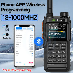BinTolk BT7700 Walkie Talkie multibanda inalámbrico Bluetooth teléfono programación reducción de ruido AM FM Radioaficionado para acampar BT8200