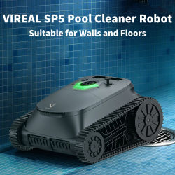 Robot Limpiador de Piscinas Inteligente VIREAL SP5, 180 Minutos de Autonomía, Escala Paredes, Limpia Pisos/Paredes/Línea de Agua para Piscinas Enterradas y Elevadas, Hasta 300 ㎡