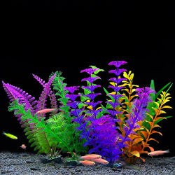 Plantas acuáticas simuladas de plástico para paisajismo de peceras, decoración de acuario, adornos de algas marinas, 1 ud.