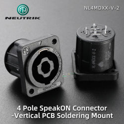 Conectores Neutrik SpeakON de 4 Polos para PCB, para Altavoces y Amplificadores, Montaje Vertical/Horizontal, NL4MDXX-V-2 NL4MDXX-H-3