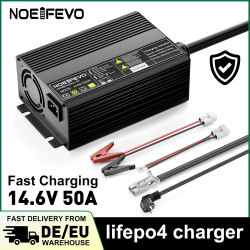 Cargador de Batería de Litio LiFePO4 NOEIFEVO 12V 50A 40A 30A 20A, Cargador de Batería LiFePO4 14.6V, Activación BMS 0V, Apagado Automático
