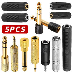 5 uds 3,5mm 6,35mm enchufe Mono estéreo a 3,5mm 6,5mm conector Jack de Audio adaptador convertidor para altavoz