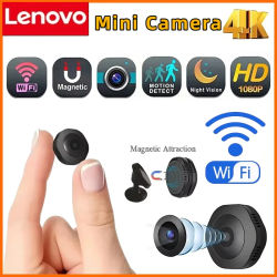 Cámara Mini Lenovo 4K HD, Cámara Inalámbrica Portátil, Cámara de Visión Nocturna, Videocámara con WiFi, Monitor Remoto, Grabador de Voz y Video, Cámara de Seguridad