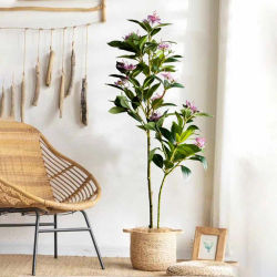 Ficus Artificial Tropical de 80/120cm, plantas grandes Banyan, rama de árbol de higo de violín de plástico, árbol de Magnolia de imitación para decoración del jardín del hogar