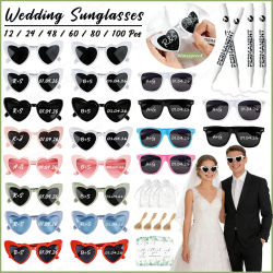 12-100 Piezas de Gafas de Sol para Invitados de Boda, Gafas de Sol en Forma de Corazón, Gafas para Despedida de Soltera, Recuerdos para Fiesta de Novia, Accesorios para Fotos