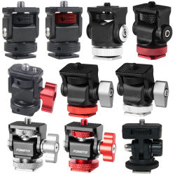 Mini soporte para Monitor, cabezal de trípode, adaptador de zapata fría de 1/4 pulgadas para montaje de Monitor de cámara, Flash, micrófono, luz de relleno LED