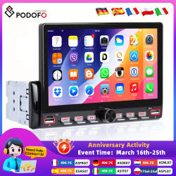 Reproductor MP5 para Auto Podofo de 7 Pulgadas 1Din, Reproductor Multimedia con Mirrorlink, Sistema Inteligente para Auto con Bluetooth, Compatible con Cámara de Visión Trasera