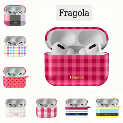 Funda Protectora Rígida de PC Brillante HD a Prueba de Golpes con Rejilla Rosa Fragola para Auriculares AirPods 1 2 3 Pro Pro2 con Gancho Metálico