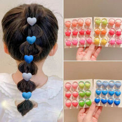 12 Uds. De bandas elásticas para el cabello para niñas en forma de corazón de color caramelo, accesorios para el cabello de princesa, lazos para el cabello para niños, sombreros para bebés