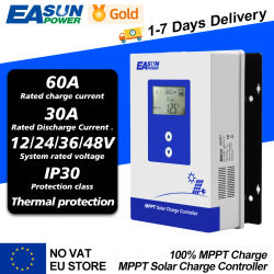 EASUN POWER-controlador de carga Solar MPPT, regulador de cargador de batería, protección contra cortocircuitos, 40A, 30A, 20a, 12V, 24V