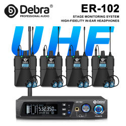 Debra ER-102 Sistema de monitorización intrauditiva inalámbrico profesional, banda UHF con soporte Bluetooth 5,0, para actuaciones en escenario, bateristas