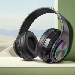 Auriculares Bluetooth con iluminación RGB, auriculares plegables con cancelación de ruido, estéreo por encima de la oreja, auriculares deportivos HIFI, reproductor de música TF B39