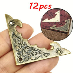 Soporte de esquina de decoración de hierro, caja de madera para joyería antigua, Protector de esquina de murciélago, pata de pie, accesorios para muebles artesanales, 12 piezas