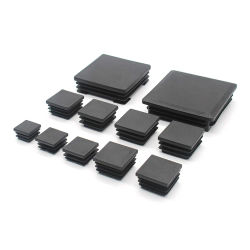 Tapas de extremo ciego cuadradas de plástico negro, insertos de tubo para patas de muebles, tapones, cubierta antipolvo decorativa, 13x13mm-100x100mm