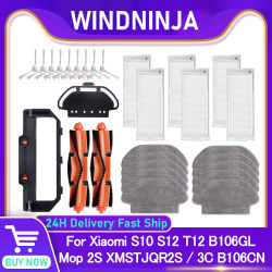 Para Xiaomi S10 S12 T12 B106GL Mop 2S XMSTJQR2S 3C B106CN accesorios de Robot aspirador Cepillo Lateral principal filtro Hepa piezas de paño de mopa