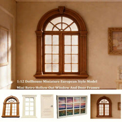 Miniatura de Casa de Muñecas 1:12, Ventana Retro con Marco Hueco, Decoración de Muebles, Estilo Europeo, Multicolor