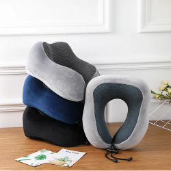 Almohada de viaje suave en forma de U, almohada de viaje para el cuidado de la salud, espuma viscoelástica para el cuello, almohada Cervical para avión, cojín para el cuello