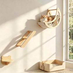 Estantes de Pared para Gatos, Plataforma de Madera Maciza para Escalar, Escalones Flotantes, Muebles de Pared para Gatos, Plataforma de Árbol para Gatos DIY para Gatitos en Interiores