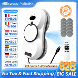 Robot Limpiacristales PuRuiKai, Robot Limpiacristales de 5600 Pa, Control Remoto, 3 Modos de Limpieza, Monitoreo Inteligente de Bordes