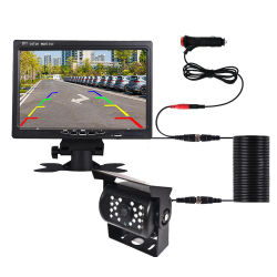Cámara de marcha atrás para coche de estacionamiento con Monitor, cámara de visión trasera de 12-24V con pantalla de 7 ", cámara de respaldo para remolque de camión