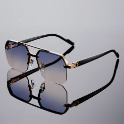 Gafas de Sol Semi-rectangulares de Moda para Hombre, Estilo Vintage, Degradado, Casual, de Lujo, Diseño de Marca, para Exteriores