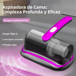 Aspirador de colchón de mano inalámbrico con filtro HEPA de luz UV-C y vibración ultrasónica 12KPa para cama, sofá, asiento de coche y alfombra