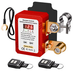 Interruptor de Desconexión de Batería Remoto de 300A, 12V 24V, Inalámbrico, Anti-Robo, Adaptativo, con Monitor de Voltaje LED Inteligente