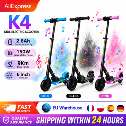 iScooter K4 Scooter eléctrico para niños, 150W, 2,6 Ah, alcance de 9KM, Scooter plegable, neumático sólido, conexión Bluetooth, Scooter para niños