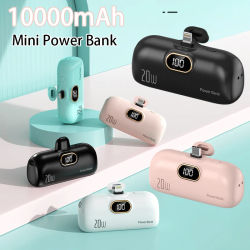 Mini banco de energía de 10000mAh, cargador portátil de emergencia para IPhone, Samsung, Xiaomi, batería de repuesto externa de tamaño pequeño