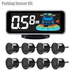 Kit de sensores de estacionamiento de Radar múltiple, retroiluminación, sistema de pantalla LED Parktronic, Detector de Monitor de respaldo, asistente, alarma de Sensor 4/6/8