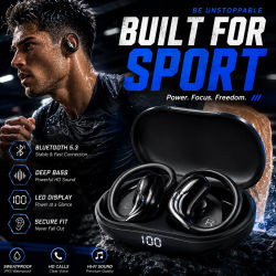 Auriculares Inalámbricos Bluetooth 5.4 con Micrófono, Control Táctil, Reducción de Ruido, Ganchos para las Orejas, Resistentes al Agua