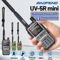 BAOFENG UV-5R Mini Walkie Talkie Multibanda Inalámbrico con Bluetooth, Programable, Doble PTT, Carga Tipo-C, Largo Alcance, Radio Bidireccional