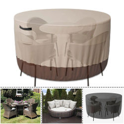 Cubierta de mesa redonda para exteriores, impermeable, Oxford 600D, pesado, juego de sillas para muebles de jardín, protección contra el polvo, muebles grandes para Patio