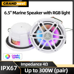 Altavoz marino de 300W y 6,5 pulgadas con luces RGB, altavoces IPX67 impermeables para yates, carrito de Golf, RV, ATV, UTV, Sauna, lancha motora, 2 uds.